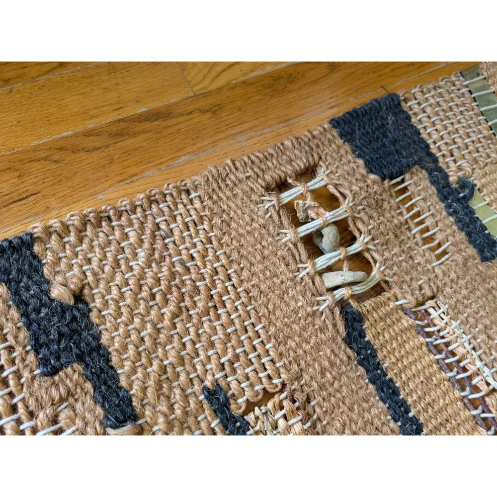 1970s Studio Woven Tapestry Abstract Boho MCM Seashell Textile Fiber Craft 48